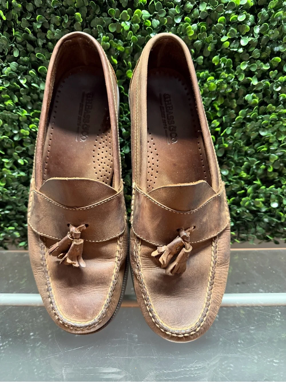 G.H. Bass & Co. Brown Leather Tassel Moccasin Loafers